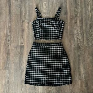 Hollister | Co-ord Black Plaid Crop Top Skirt Set